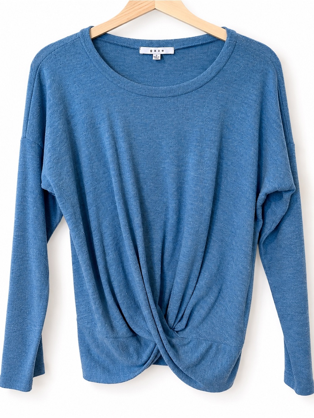 gaze Blue Front Twist Long Sleeve Top 11